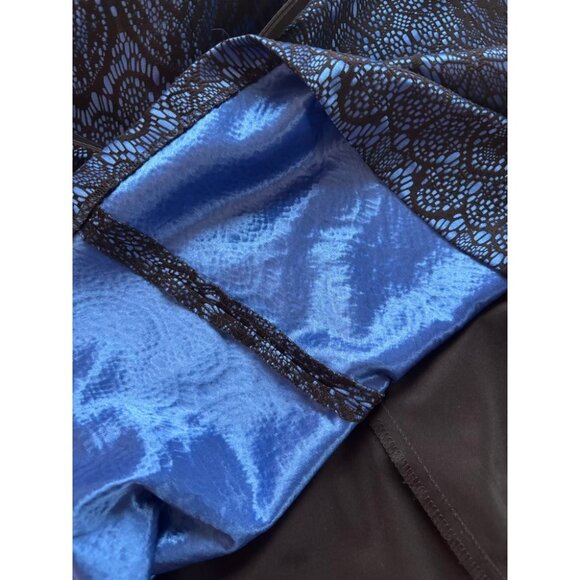 Jones New York Sz 18 Blue Dres w Black Lace Overlay, Lined Sleeveless Belt NYE - Picture 8 of 9